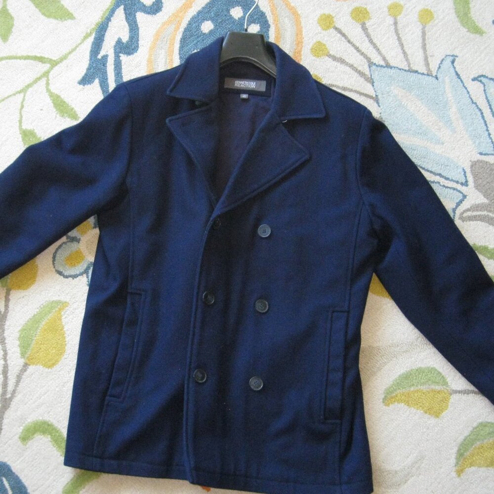 Kenneth Cole men's wool pea coat navy size medium